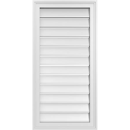 Ekena Millwork Vertical Surface Mount PVC Gable Vent: Functional, w/ 2"W x 1-1/2"P Brickmould Frame, 18"W x 36"H GVPVE18X3602SF